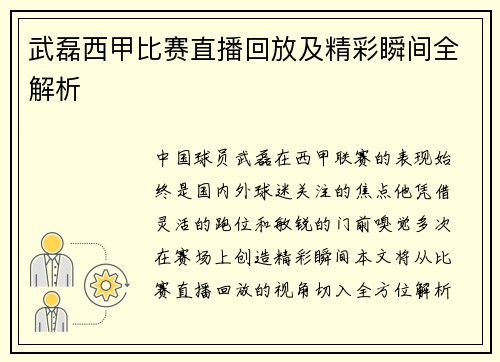 武磊西甲比赛直播回放及精彩瞬间全解析